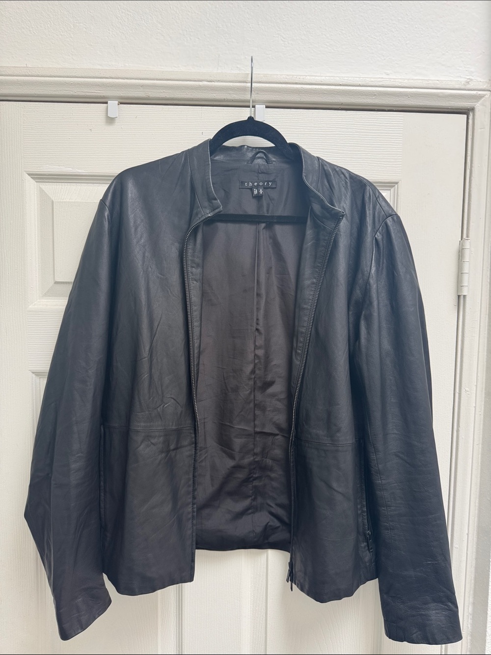 Men’s Theory Black Leather Zip Jacket